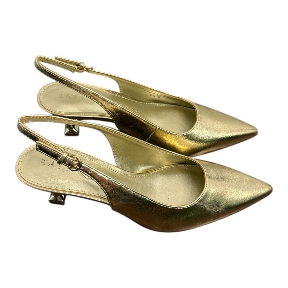Katy Perry The Oceanview‎ Slingback Heels Softy Nappa Gold Champagne 7.5 NIB - Picture 5 of 10